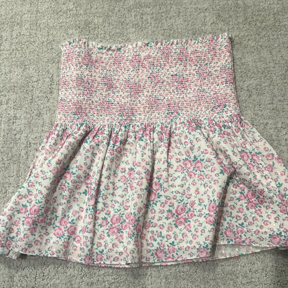 Loveshackfancy floral pink mini skirt size small